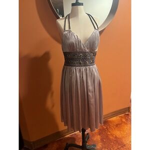 Lyndia by Lynessa Procanik Beaded Halter Neck Pleated Empire Waist Dress Size 10